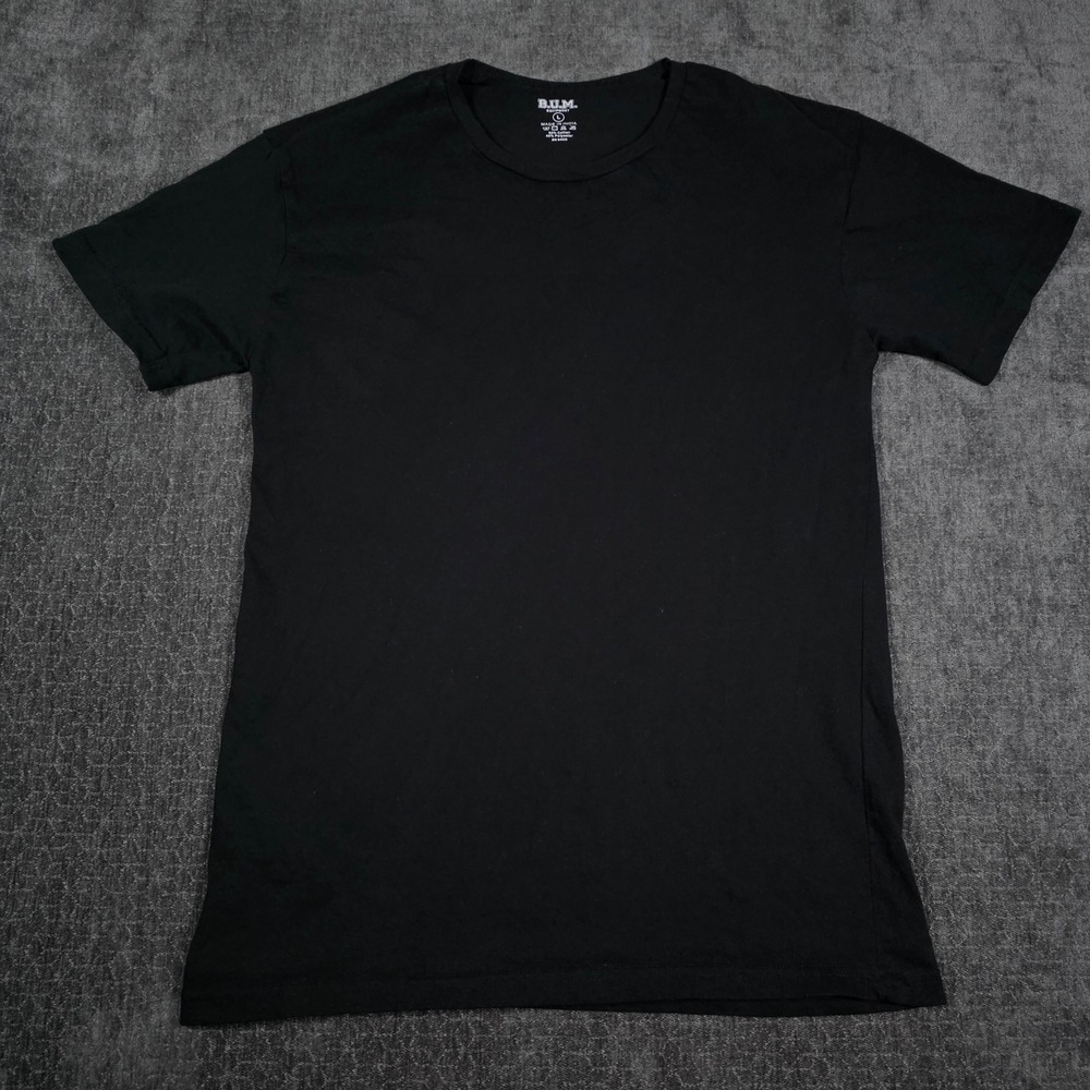 B.U.M. Equipment Womens Large Crew Neck Short Sleeve T-Shirt Black L Basics Tee